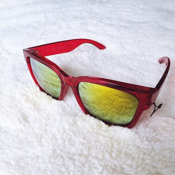 Cedric Bright Red Mirrored Sunglasses - Picture 6 of 14
